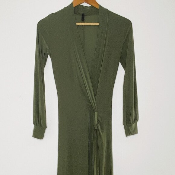 Good Time USA - VNeck, Front Split, Extra Long, Dark Green, Dress - Size S/M - Picture 1 of 8